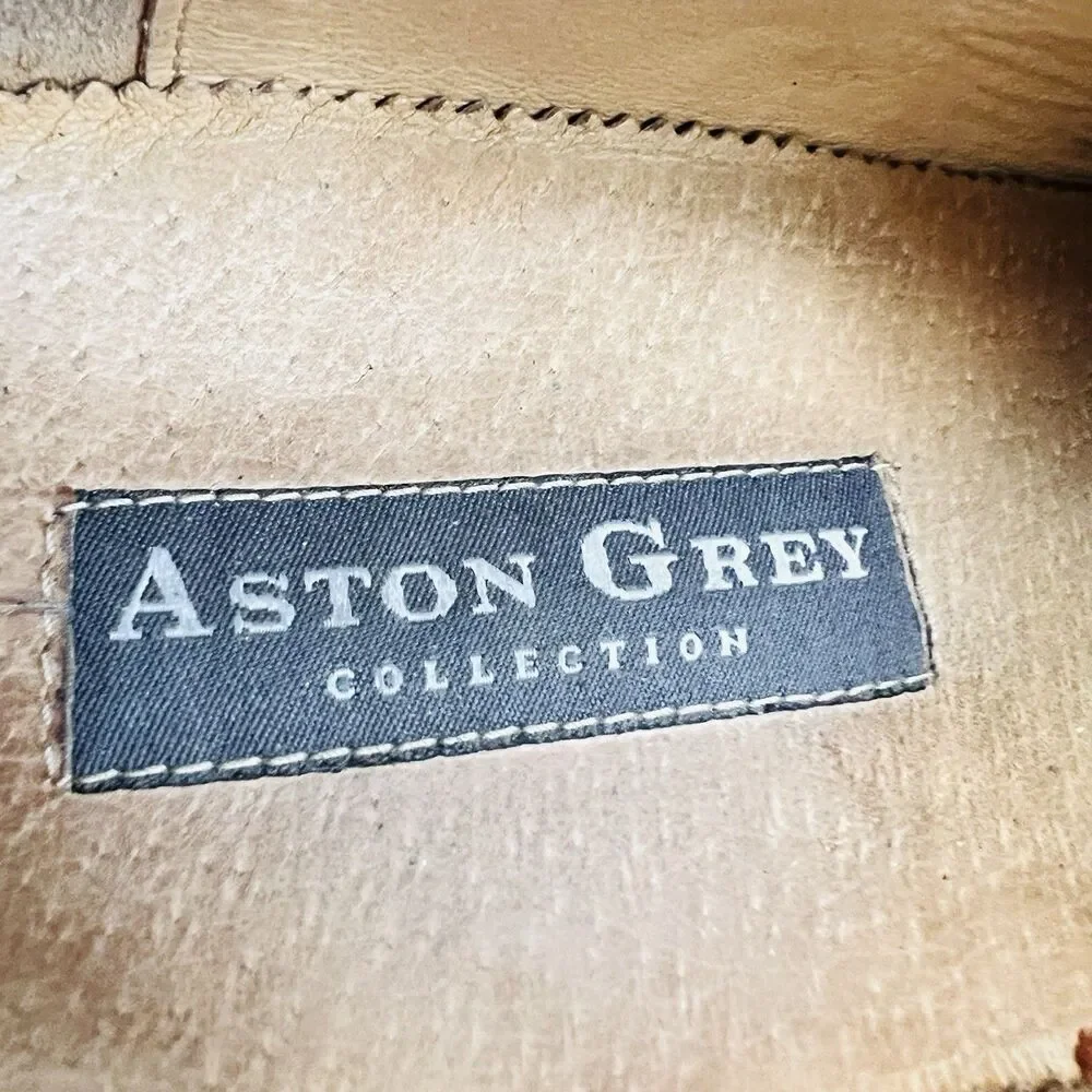 Aston Grey Collection Austin Brown Oiled Leather Slip on Loafers Shoes Size 11